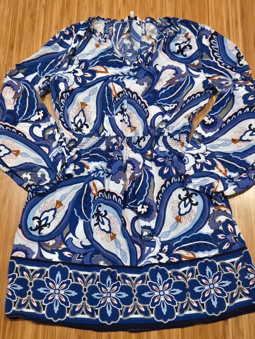 Crown & Ivy Blue Paisley Boho Tunic Dress